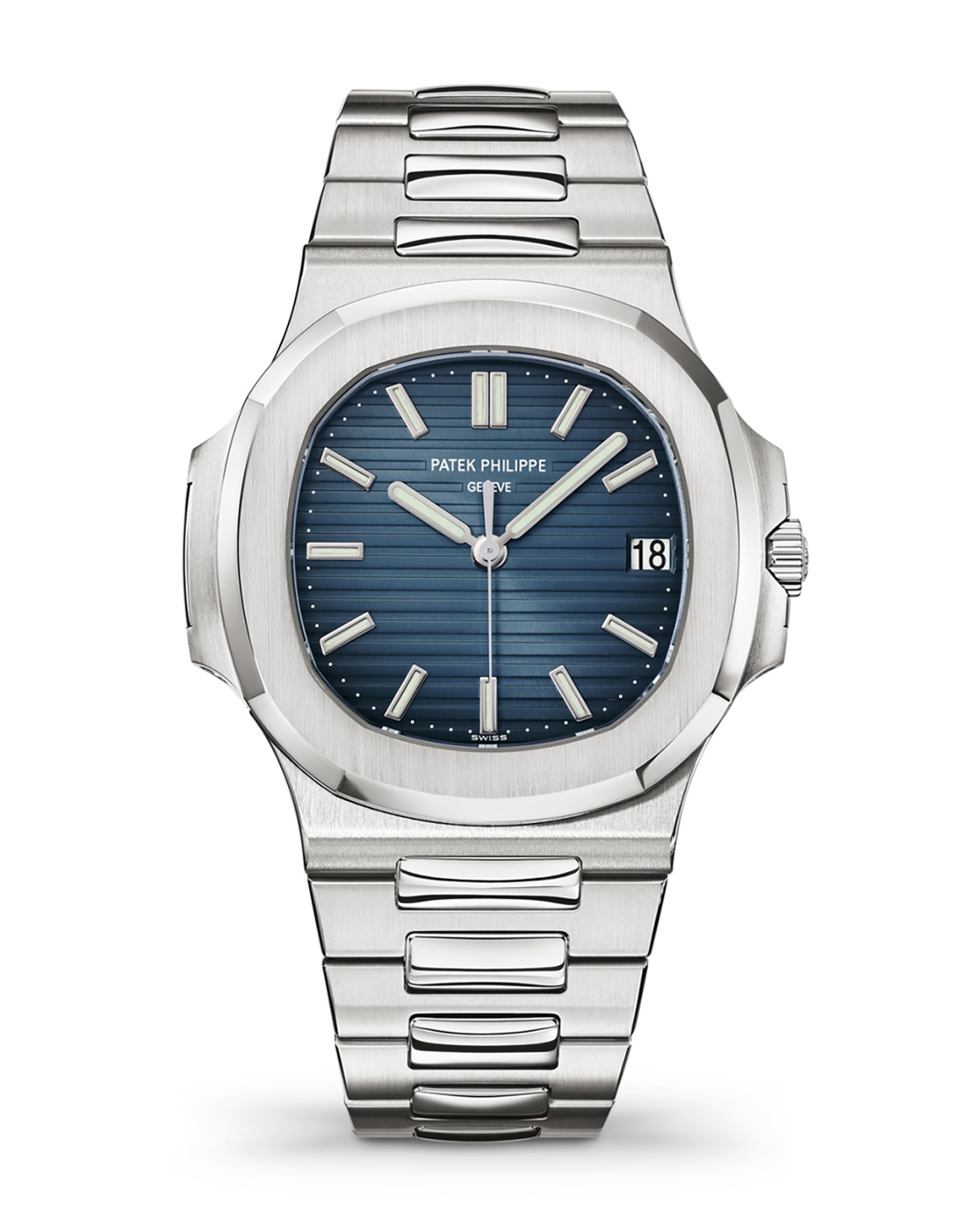 Patek Philippe Nautilus 5711-1A in steel with blue horizontal embossed dial