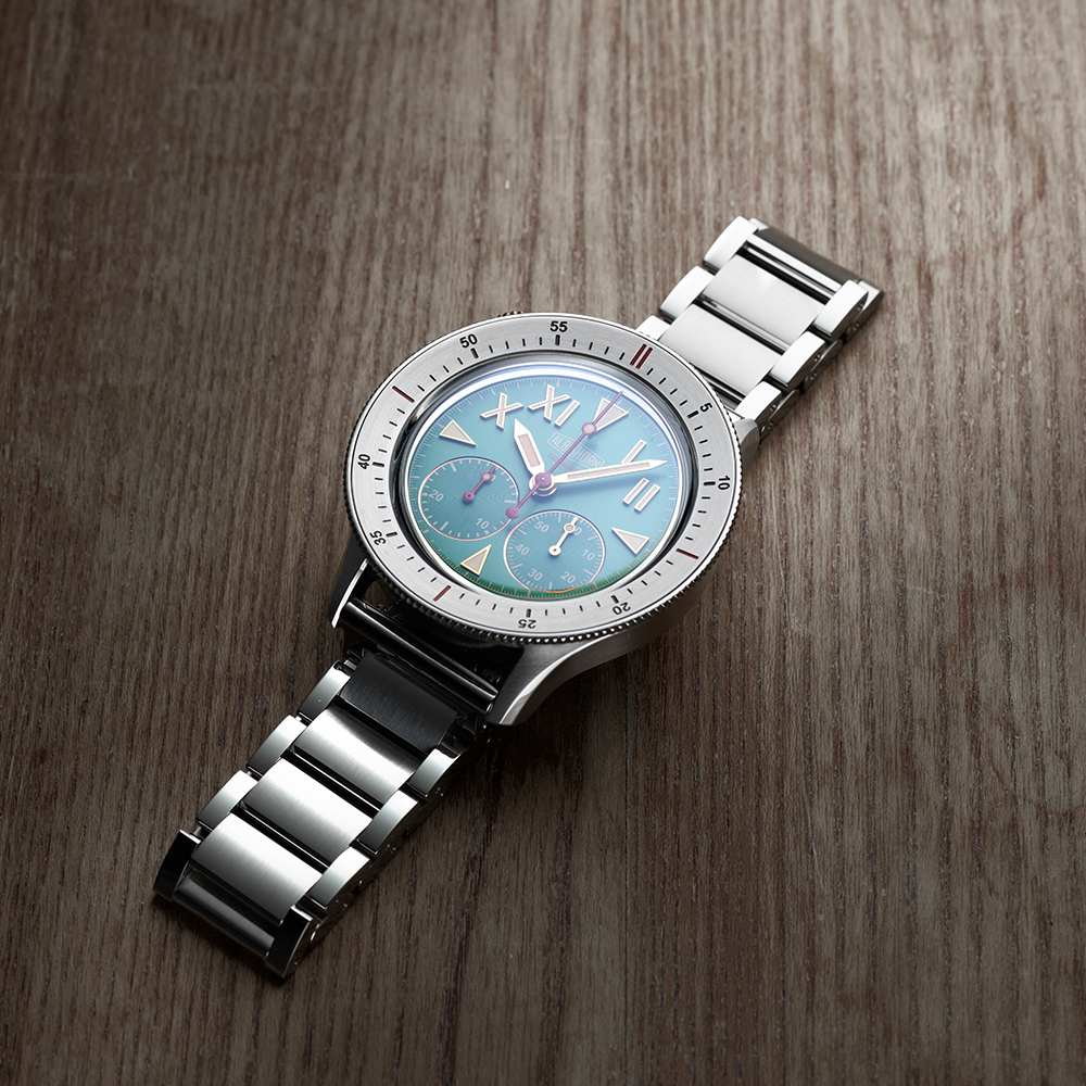 Thundergraph Khumbu on its new three-link steel bracelet with brushed centre links and polished outers, deployant clasp visible